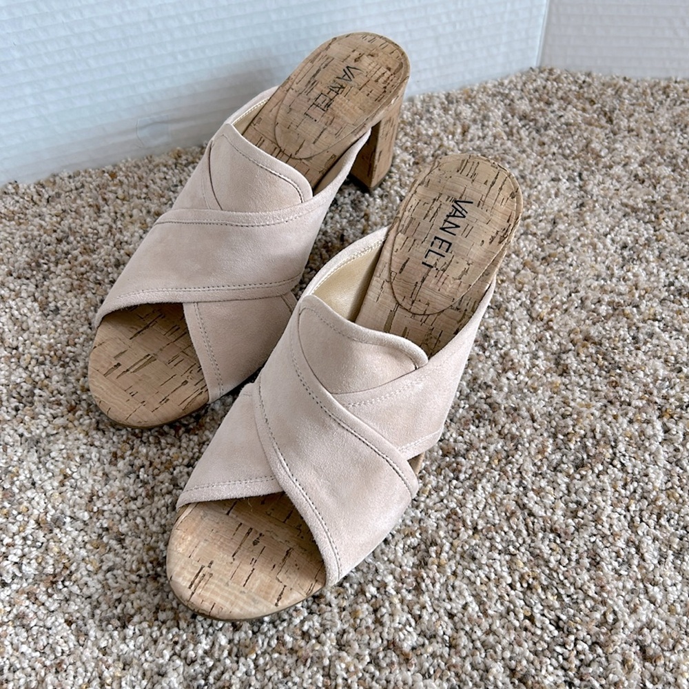Vaneli Cream Sandals with Soft Straps and Wedge Heel